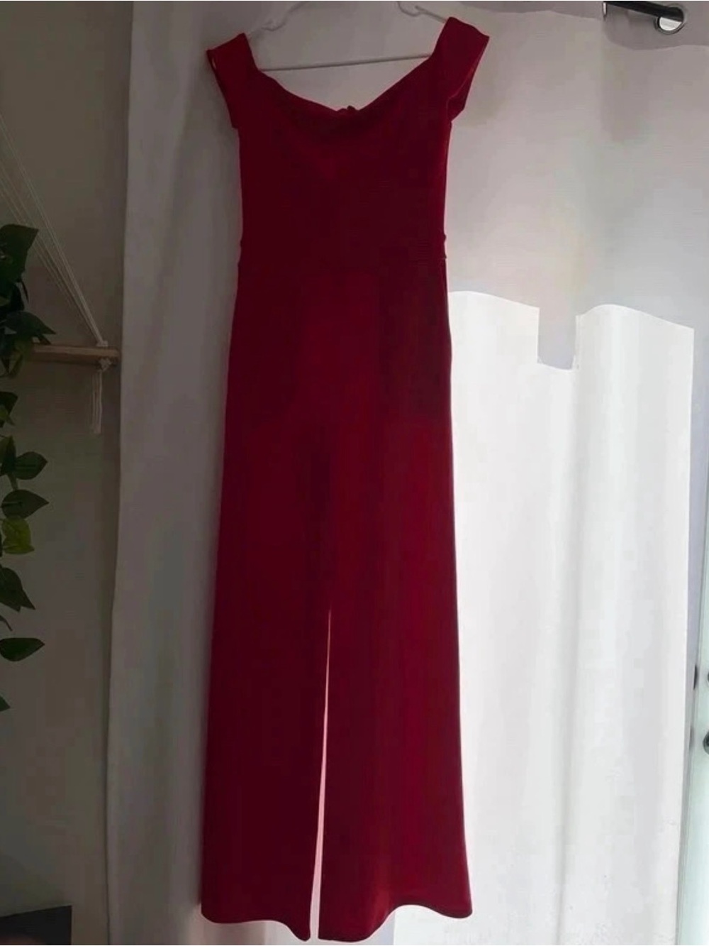 Express Red Off-Shoulder Wide-Leg Jumpsuit
